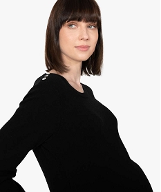 pull de grossesse avec col rond et boutons sur l’epaule noir pulls et sweatsB401501_2