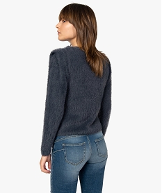 pull femme en maille duveteuse et emmanchures originales bleu pullsB403701_3