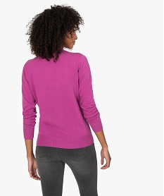 pull femme col montant coloris uni violet pullsB404101_3