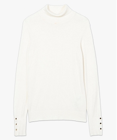 pull femme a col roule et boutons sur les poignets beige pullsB405501_4