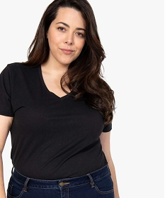 tee-shirt femme grande taille a manches courtes et col v noir t-shirts col vB409201_2