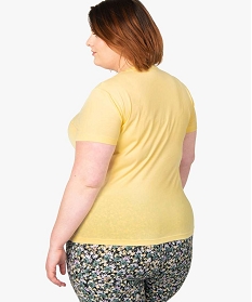 tee-shirt femme a manches courtes et col v jaune t-shirts manches courtesB409301_3
