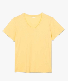 tee-shirt femme a manches courtes et col v jaune t-shirts manches courtesB409301_4