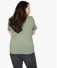 tee-shirt femme grande taille a manches courtes et col v vert t-shirts en cotonB409401_3