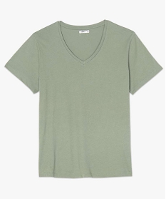 tee-shirt femme grande taille a manches courtes et col v vert t-shirts en cotonB409401_4