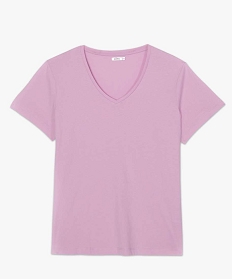 tee-shirt femme a manches courtes et col v rose t-shirts manches courtesB409601_4