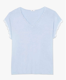 tee-shirt femme sans manches avec finitions dentelle bleu t-shirts manches courtesB409701_4