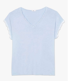 tee-shirt femme sans manches avec finitions dentelle bleu t-shirts manches courtesB409701_4