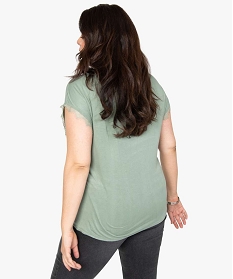 tee-shirt femme sans manches avec finitions dentelle vert t-shirts manches courtesB409801_3