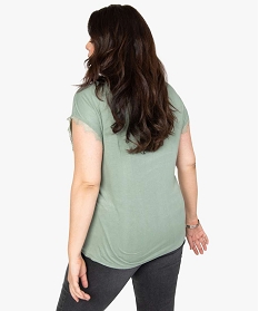 tee-shirt femme grande taille sans manches avec finitions dentelle vert tee shirts tops et debardeursB409801_3