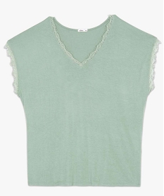 tee-shirt femme grande taille sans manches avec finitions dentelle vert tee shirts tops et debardeursB409801_4