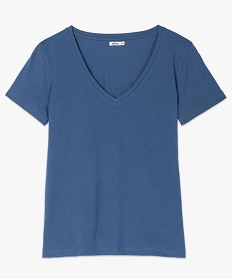 tee-shirt femme a col v et manches courtes bleuB410401_4