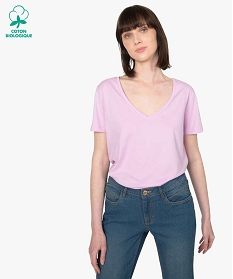 tee-shirt femme a col v et manches courtes rose t-shirts manches courtesB410601_1