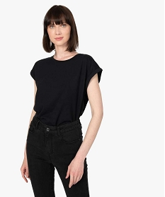 tee-shirt femme a manches courtes avec revers noir t-shirts manches courtesB411301_2