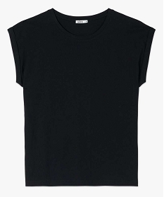 tee-shirt femme a manches courtes avec revers noir t-shirts manches courtesB411301_4