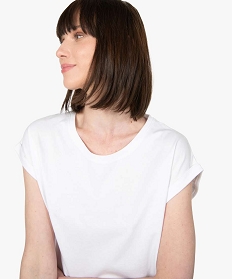 tee-shirt a manches courtes et col rond femme blanc t-shirts manches courtesB411501_2