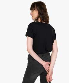 tee-shirt femme a manches courtes et grand col v noir t-shirts manches courtesB411701_3