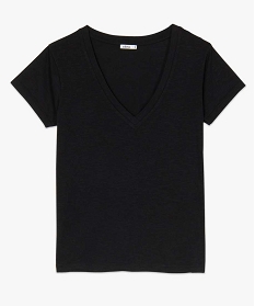 tee-shirt femme a manches courtes et grand col v noir t-shirts manches courtesB411701_4