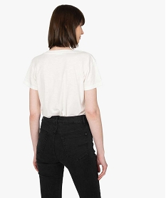 tee-shirt femme a manches courtes et grand col v blanc t-shirts manches courtesB411801_3