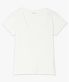 tee-shirt femme a manches courtes et grand col v blanc t-shirts manches courtesB411801_4