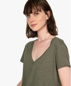 tee-shirt femme a manches courtes et grand col v vert t-shirts manches courtesB411901_2