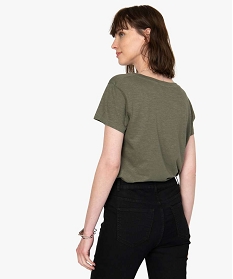 tee-shirt femme a manches courtes et grand col v vert t-shirts manches courtesB411901_3
