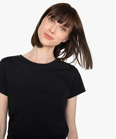 tee-shirt femme a manches courtes et col rond noir t-shirts manches courtesB412101_2
