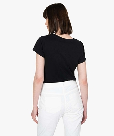tee-shirt femme a manches courtes et col rond noir t-shirts manches courtesB412101_3