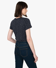 tee-shirt femme a manches courtes a motifs pois bleu t-shirts manches courtesB412401_3