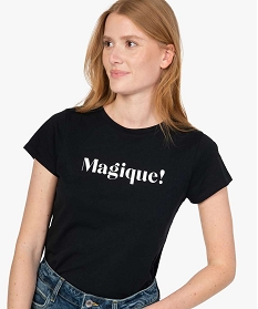 tee-shirt femme a manches courtes avec message noir t-shirts manches courtesB412501_2