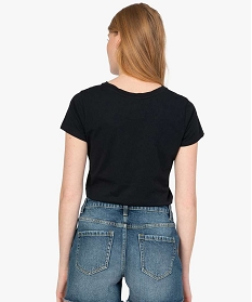 tee-shirt femme a manches courtes avec message noir t-shirts manches courtesB412501_3