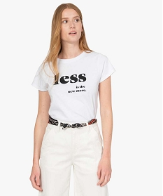 tee-shirt femme a manches courtes avec message blanc t-shirts manches courtesB412601_2