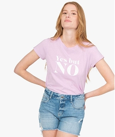 tee-shirt femme a manches courtes avec message rose t-shirts manches courtesB412701_1