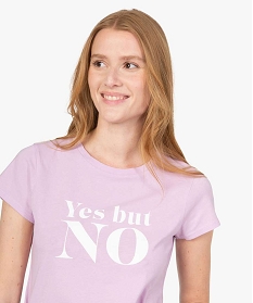 tee-shirt femme a manches courtes avec message rose t-shirts manches courtesB412701_2