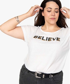 tee-shirt femme grande taille a manches courtes a motifs blanc tee shirts tops et debardeursB412901_2