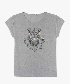 tee-shirt femme a manches courtes a motifs gris t-shirts manches courtesB413201_1