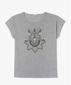 tee-shirt femme grande taille a manches courtes a motifs gris tee shirts tops et debardeursB413201_4