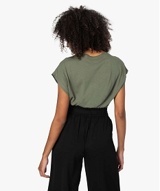 tee-shirt femme a manches courtes avec motif fleuri vert t-shirts manches courtesB413701_3