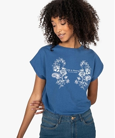 tee-shirt femme a manches courtes avec motif fleuri bleu t-shirts manches courtesB413801_2