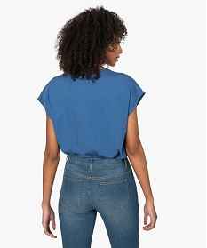 tee-shirt femme a manches courtes avec motif fleuri bleu t-shirts manches courtesB413801_3