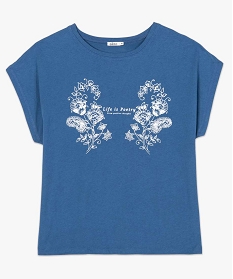 tee-shirt femme a manches courtes avec motif fleuri bleu t-shirts manches courtesB413801_4