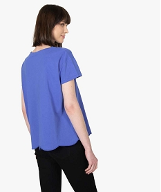 tee-shirt femme a manches courtes avec bas brode bleu t-shirts manches courtesB413901_3
