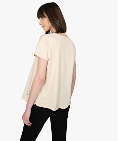 tee-shirt femme a manches courtes avec bas brode beige t-shirts manches courtesB414001_3