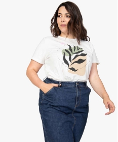 GEMO Tee-shirt femme à manches courtes imprimé Beige