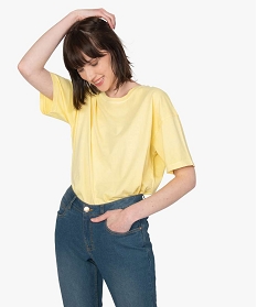 tee-shirt femme a manches courtes coupe ample jaune t-shirts manches courtesB415401_2