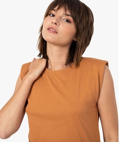 tee-shirt femme a epaulettes sans manches beige t-shirts manches courtesB416101_3