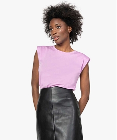 tee-shirt femme a epaulettes sans manches violet t-shirts manches courtesB416201_1