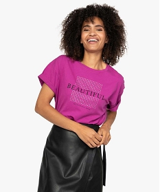 tee-shirt femme a manches courtes et strass violet t-shirts manches courtesB416501_1