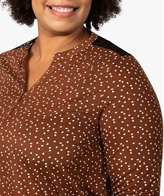 tee-shirt femme imprime col v et dos dentelle orangeB417001_2
