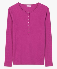 tee-shirt femme a manches longues en maille cotelee violet t-shirts manches longuesB417301_4